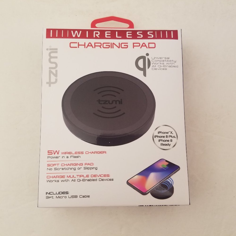 Tzumi Wireless Charging Pad w/ 3 ft Cable 5W | Works with Qi-Enabled Devices